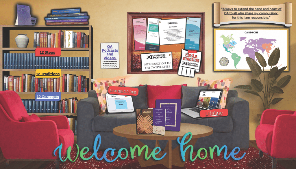Interactive OA Virtual Welcome Room for newcomers exploring Overeaters Anonymous
