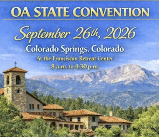 OA State Convention poster: September 26, 2026, Colorado Springs; Franciscan Retreat Center, 8 a.m.–4:30 p.m.